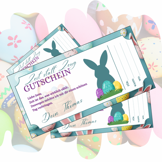 Gutschein - Gemeinsame Zeit statt Zeug als Geschenkidee zu Ostern