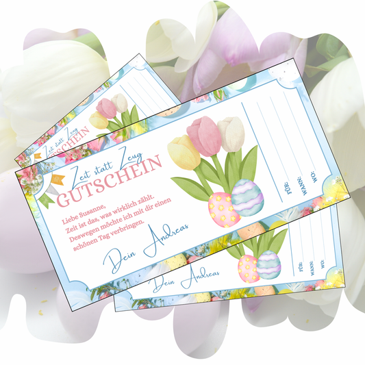 Gutschein - Gemeinsame Zeit statt Zeug als Geschenkidee zu Ostern