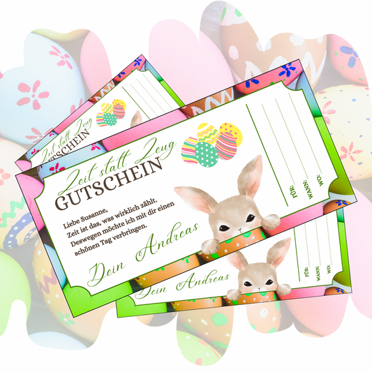 Gutschein - Gemeinsame Zeit statt Zeug als Geschenkidee zu Ostern