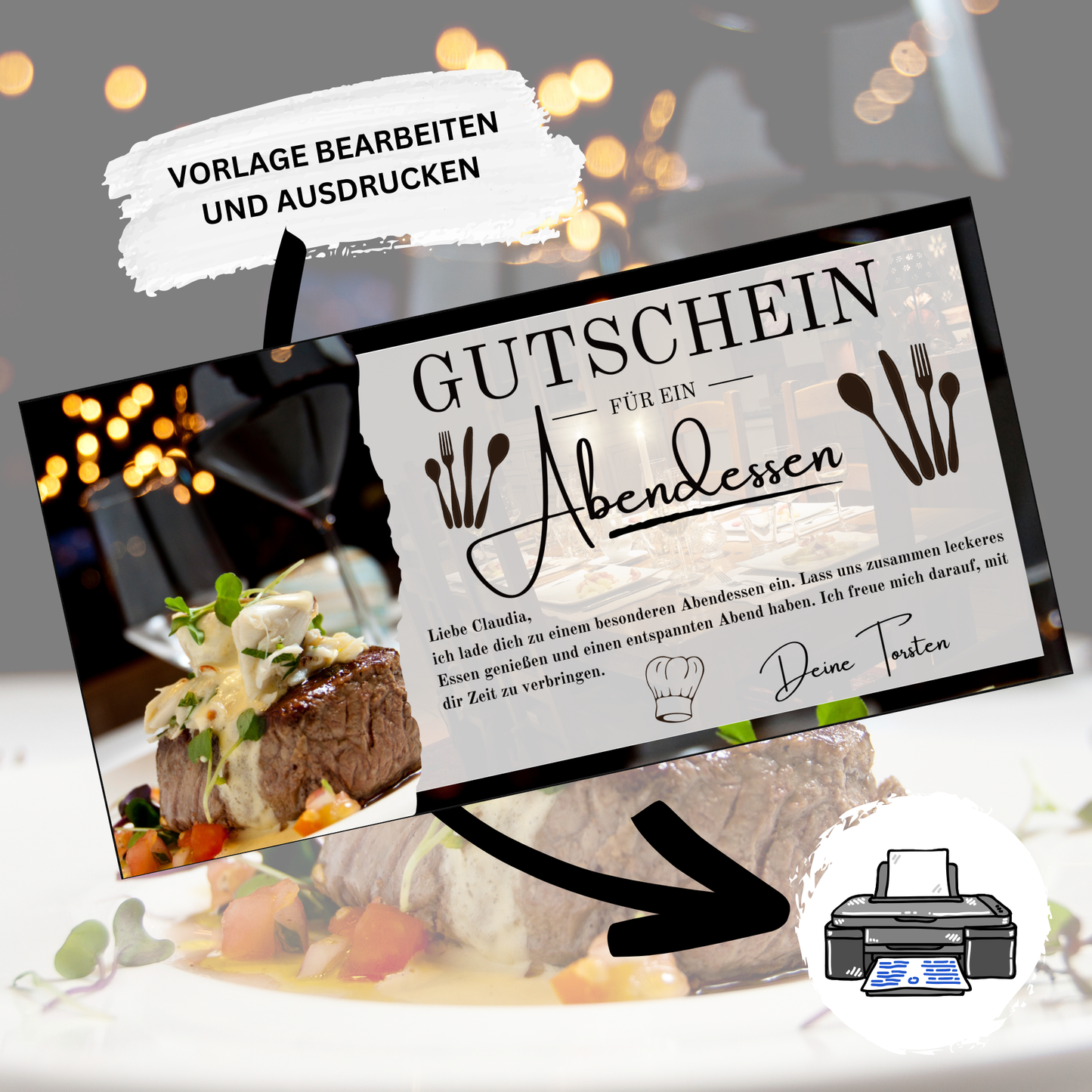 Gutschein - Abendessen Geschenkgutschein Geburtstag