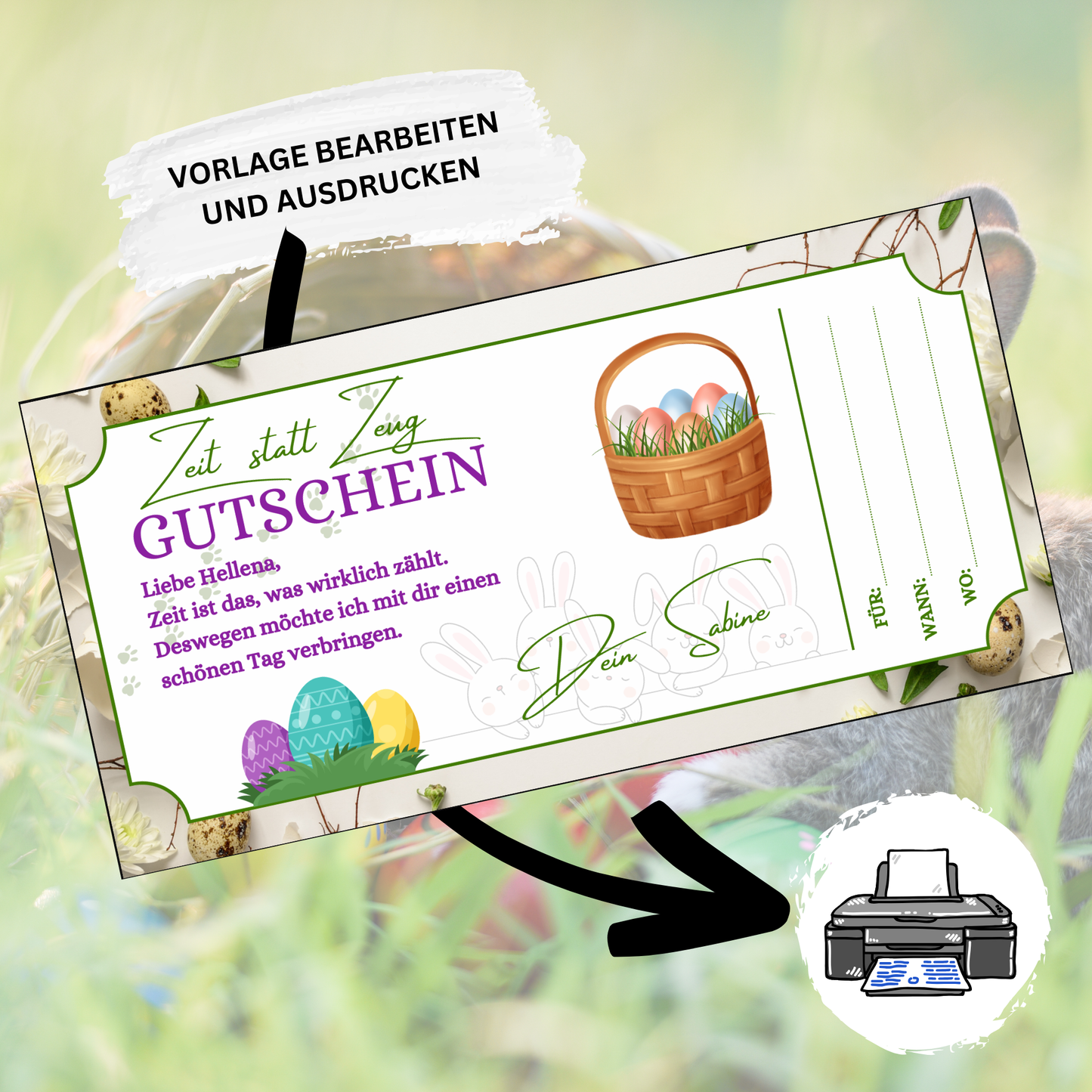 Gutschein - Gemeinsame Zeit statt Zeug als Geschenkidee zu Ostern