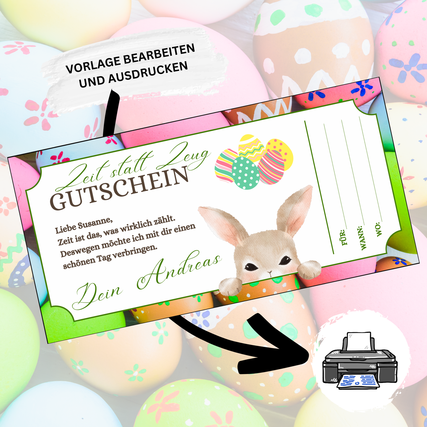 Gutschein - Gemeinsame Zeit statt Zeug als Geschenkidee zu Ostern