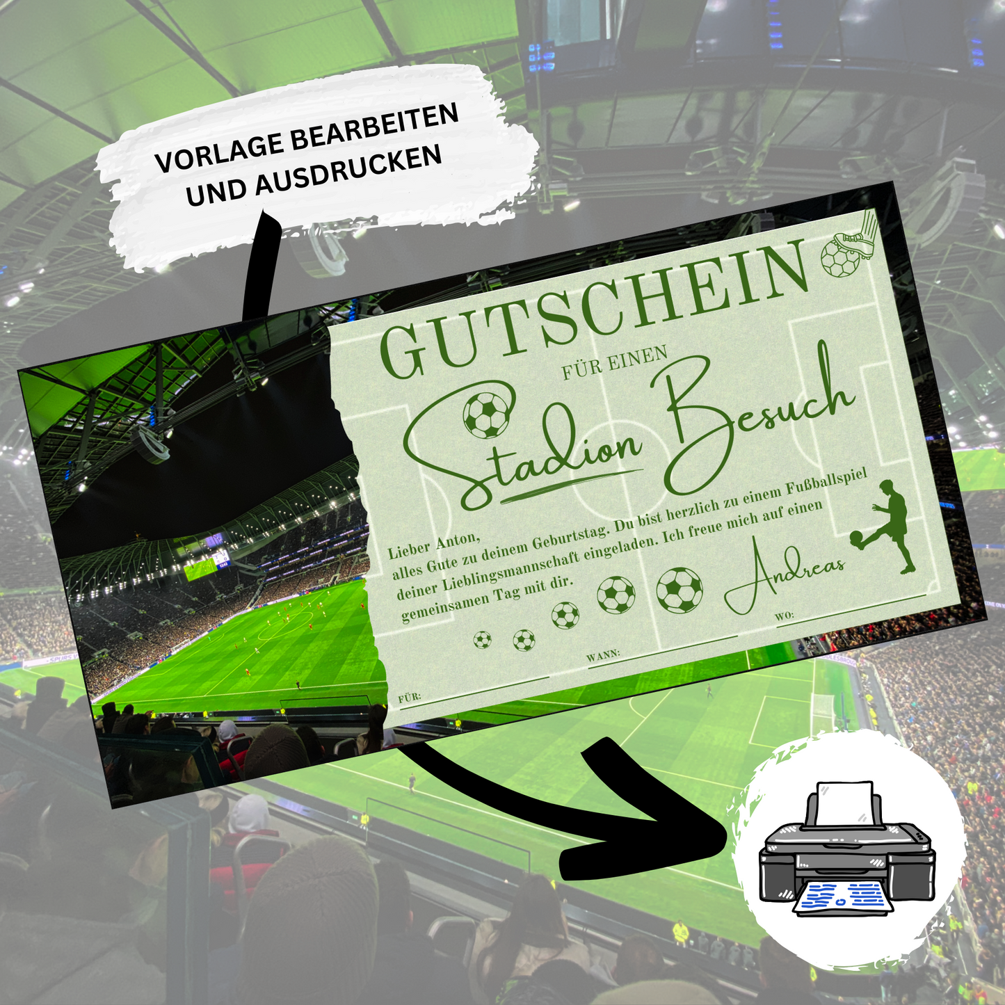 Gutschein - Stadion Besuch Fußballspiel Geschenkgutschein - eCARD4you