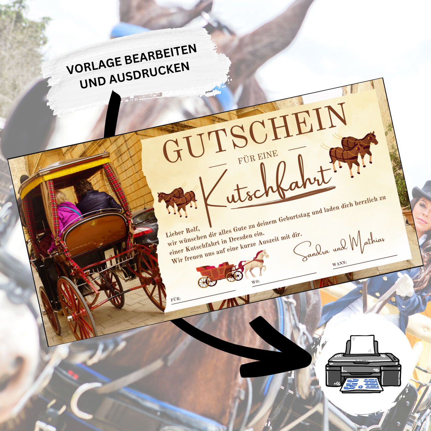Gutschein - Kutschfahrt Rundfahrt Pferdekutsche