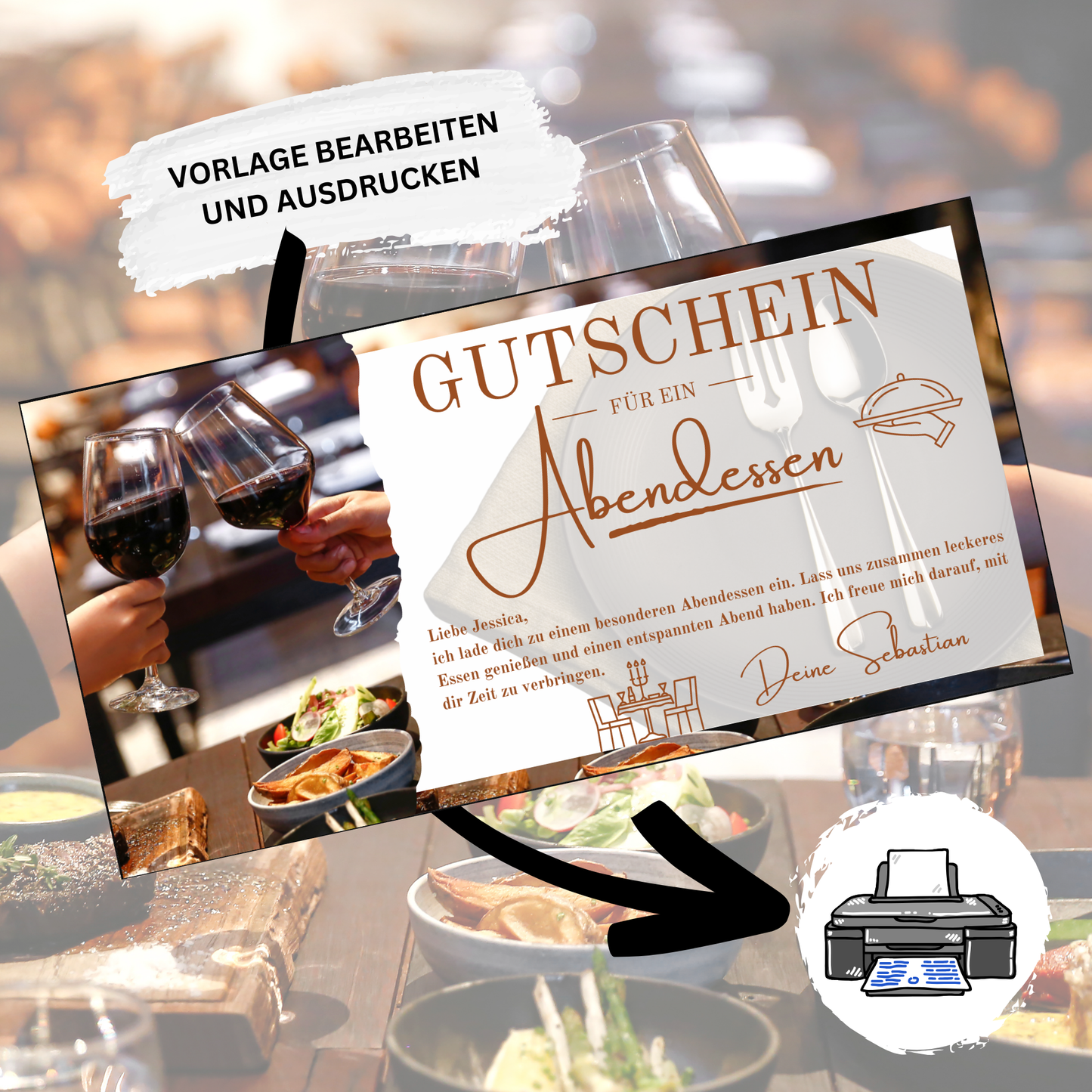 Gutschein - Abendessen Geschenkgutschein Geburtstag