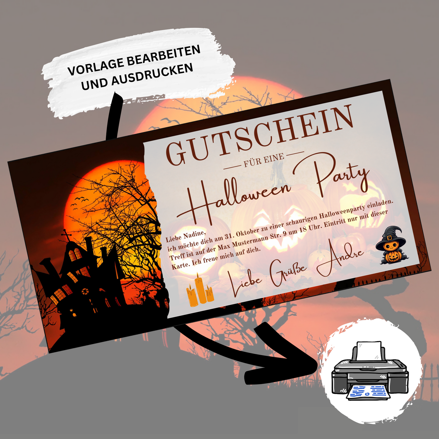 Gutschein - Halloween Party Geschenkgutschein