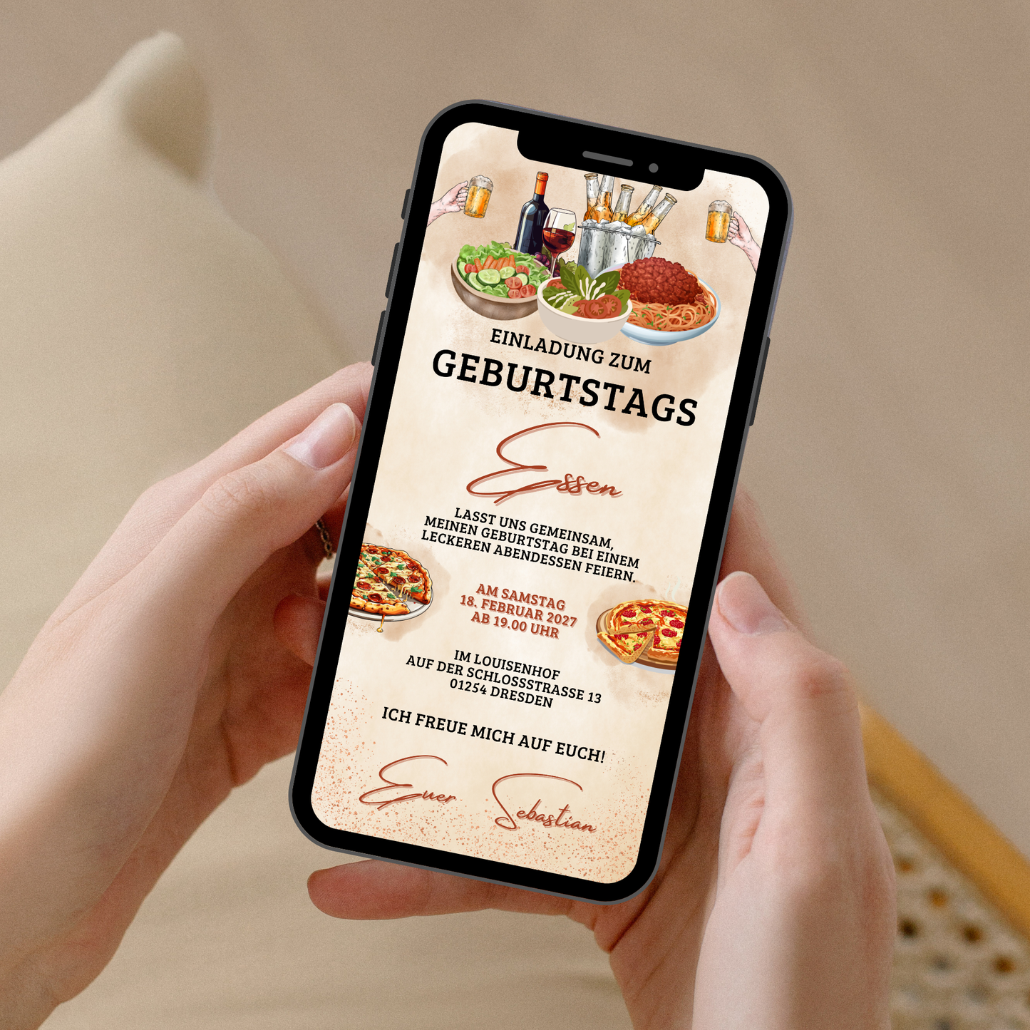 eCARD - Einladung Geburtstag Abendessen