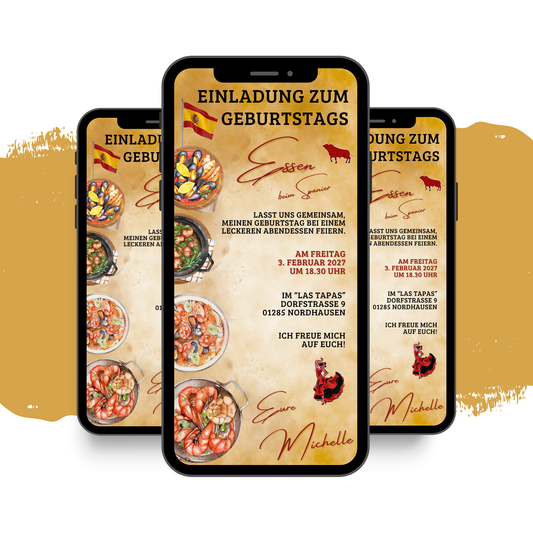eCARD - Einladung Geburtstag Abendessen Spanier