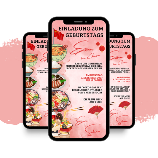 eCARD - Einladung Geburtstag Abendessen Chinese