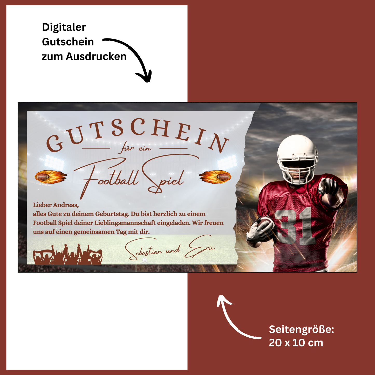 Gutschein - American Football Geschenkgutschein