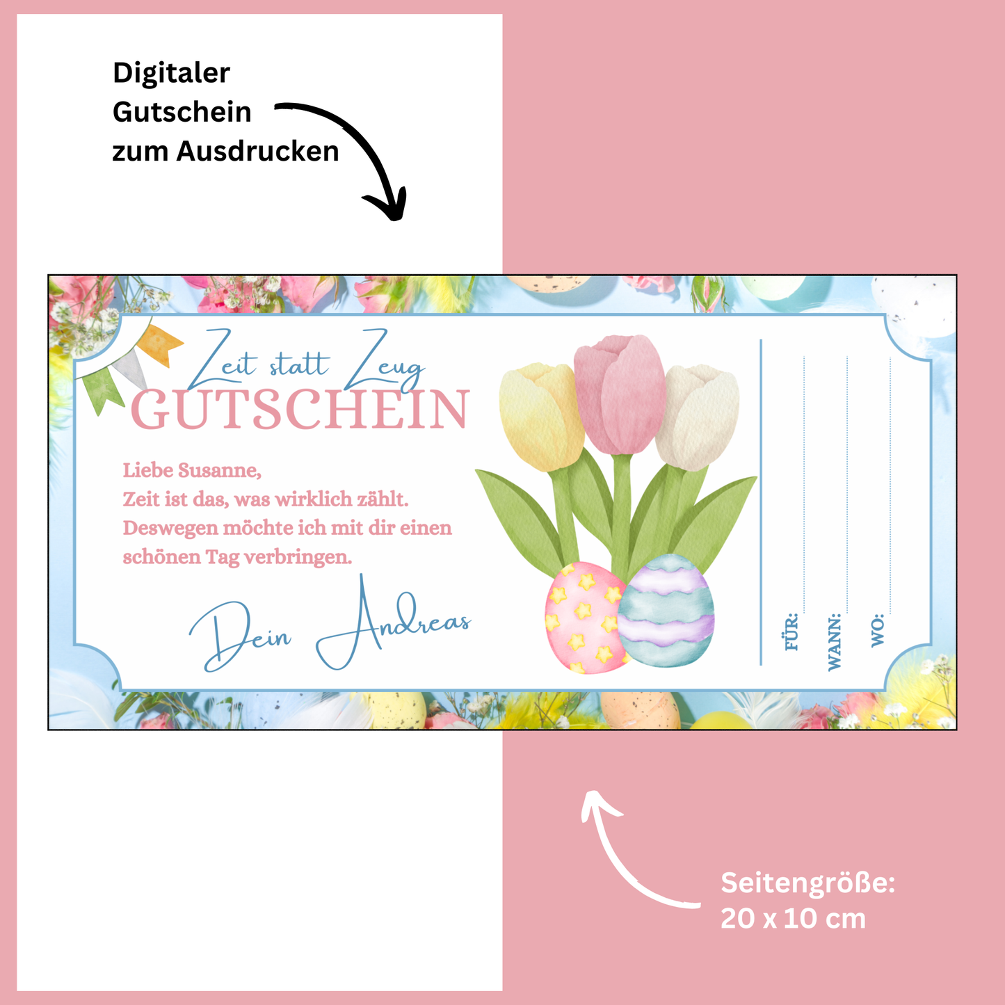 Gutschein - Gemeinsame Zeit statt Zeug als Geschenkidee zu Ostern