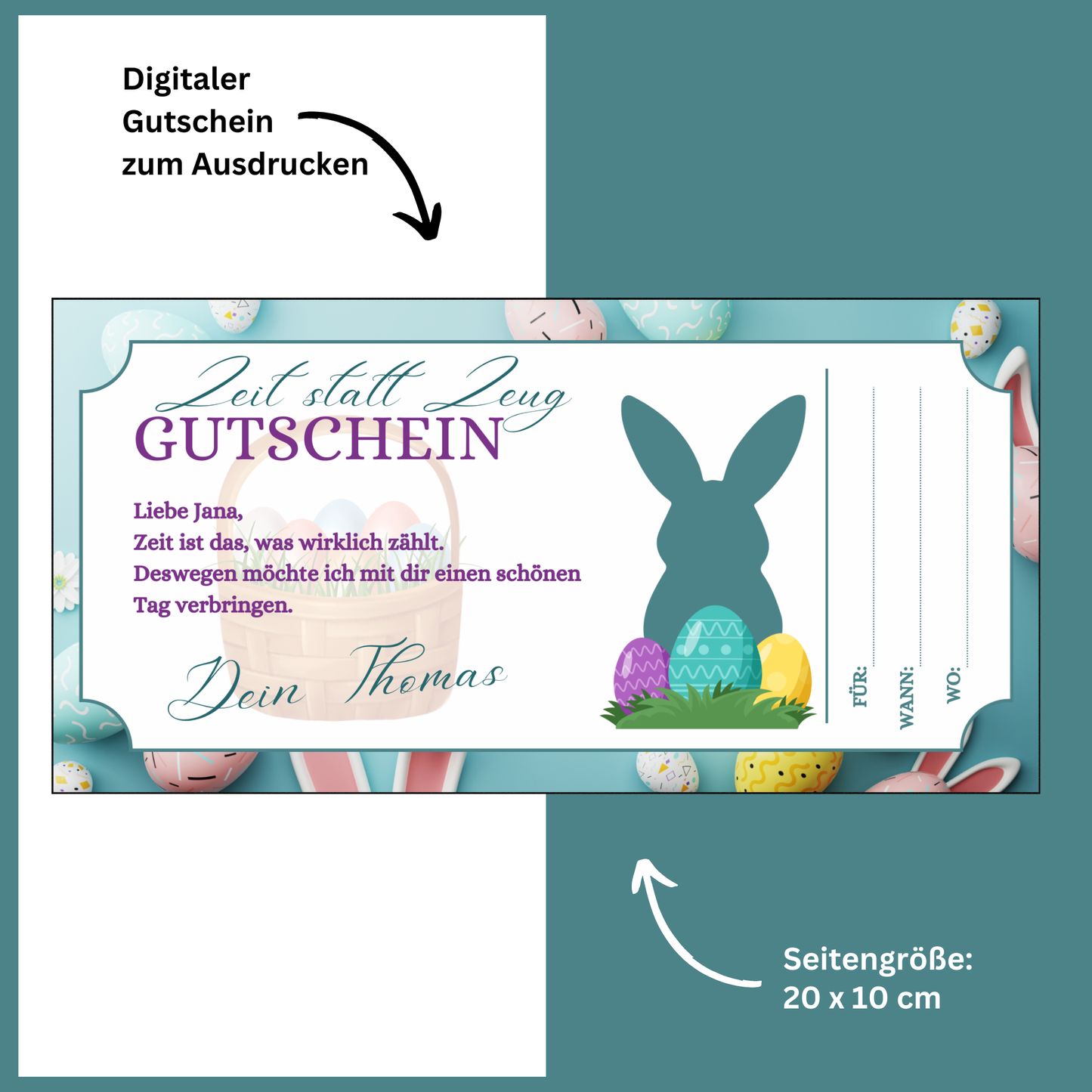Gutschein - Gemeinsame Zeit statt Zeug als Geschenkidee zu Ostern