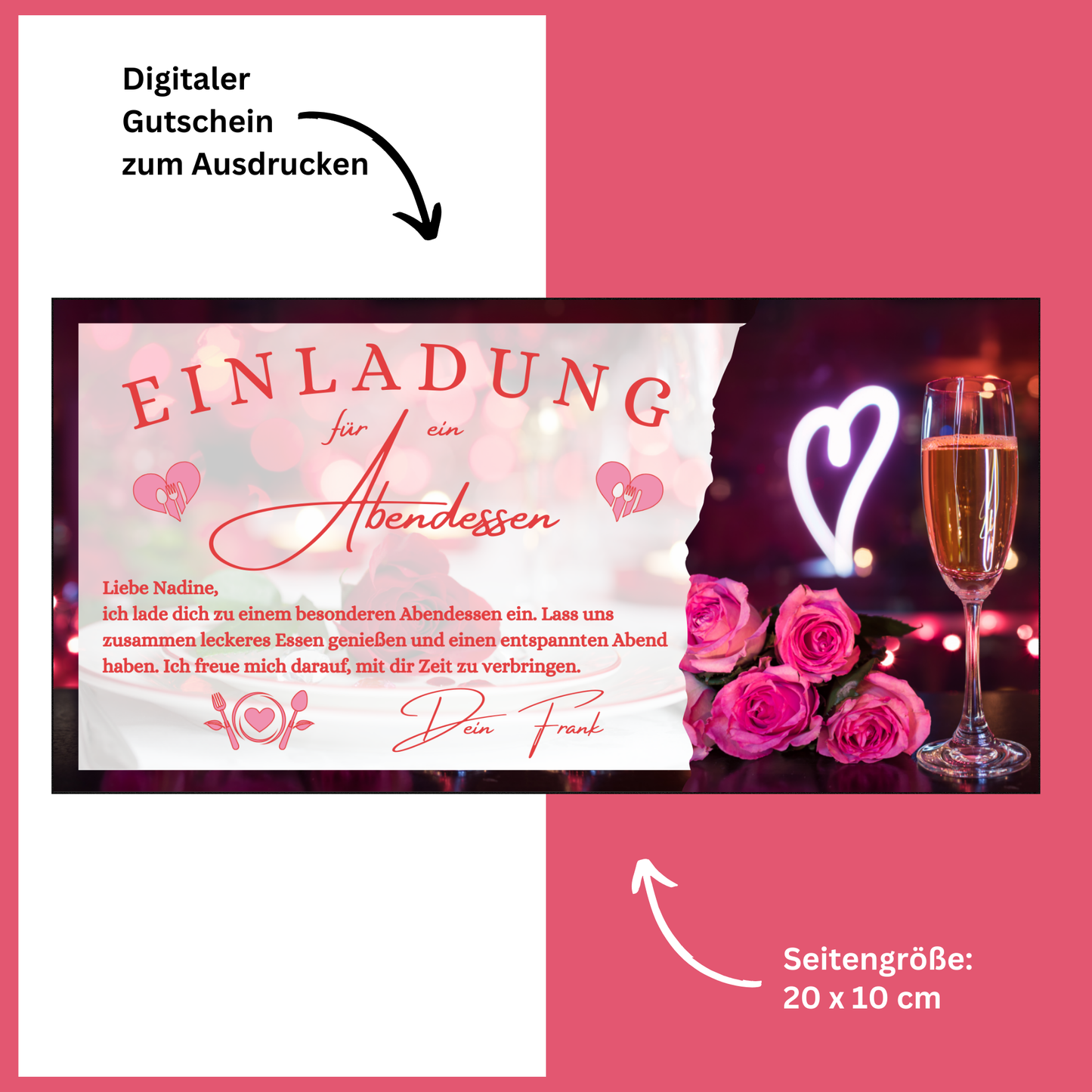 Gutschein - Abendessen Geschenkgutschein Geburtstag