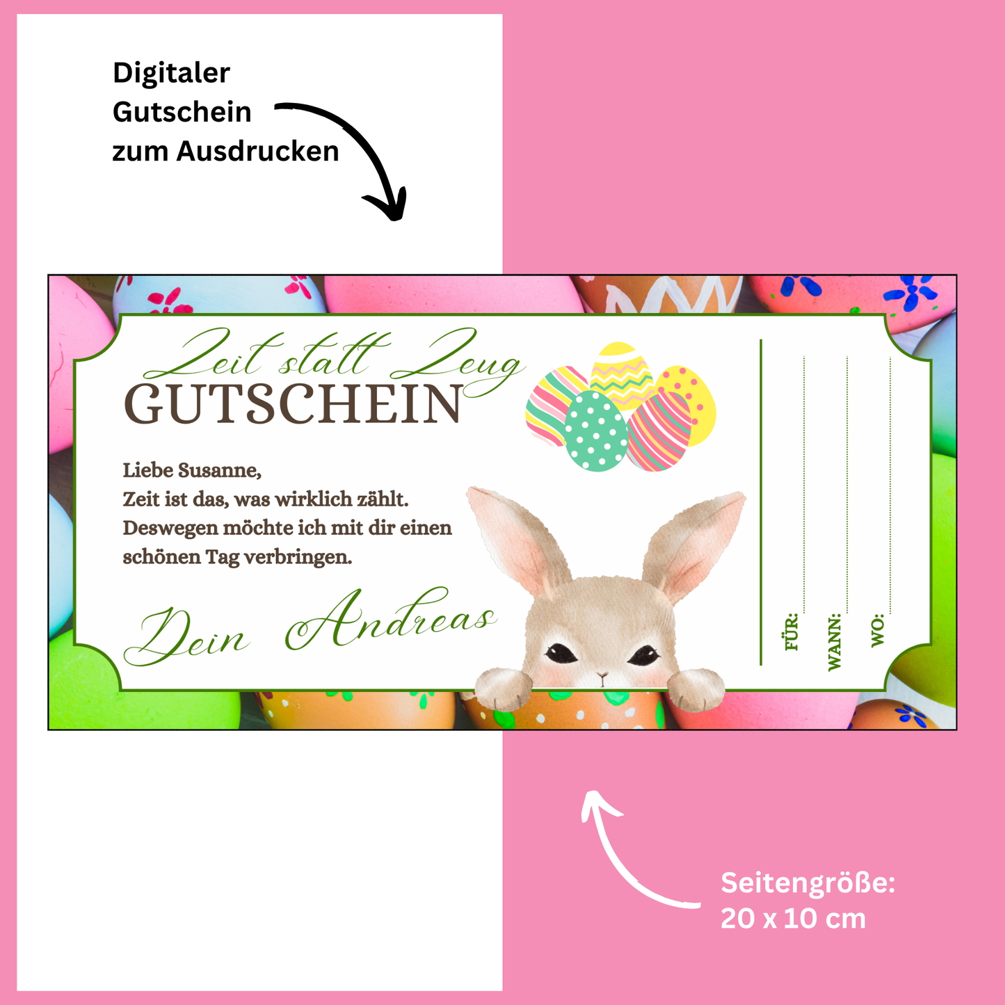 Gutschein - Gemeinsame Zeit statt Zeug als Geschenkidee zu Ostern