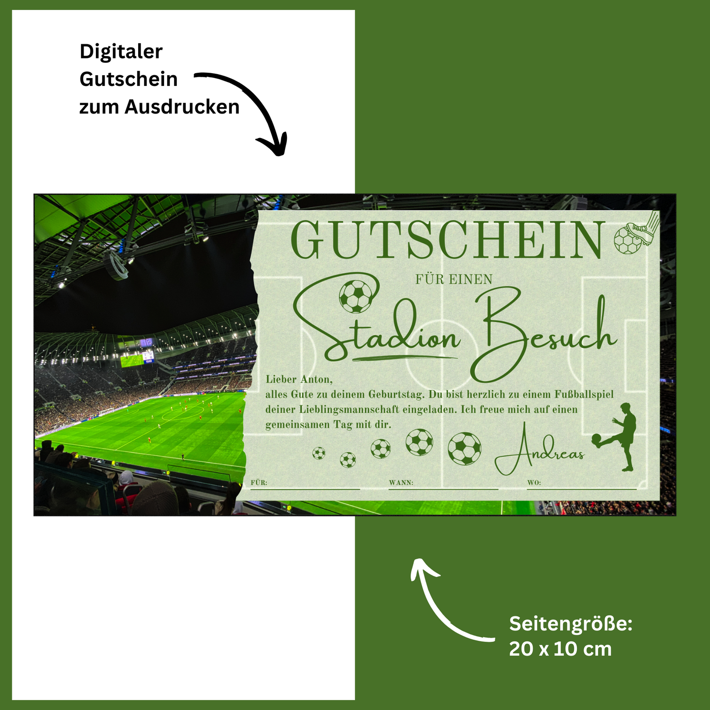 Gutschein - Stadion Besuch Fußballspiel Geschenkgutschein - eCARD4you