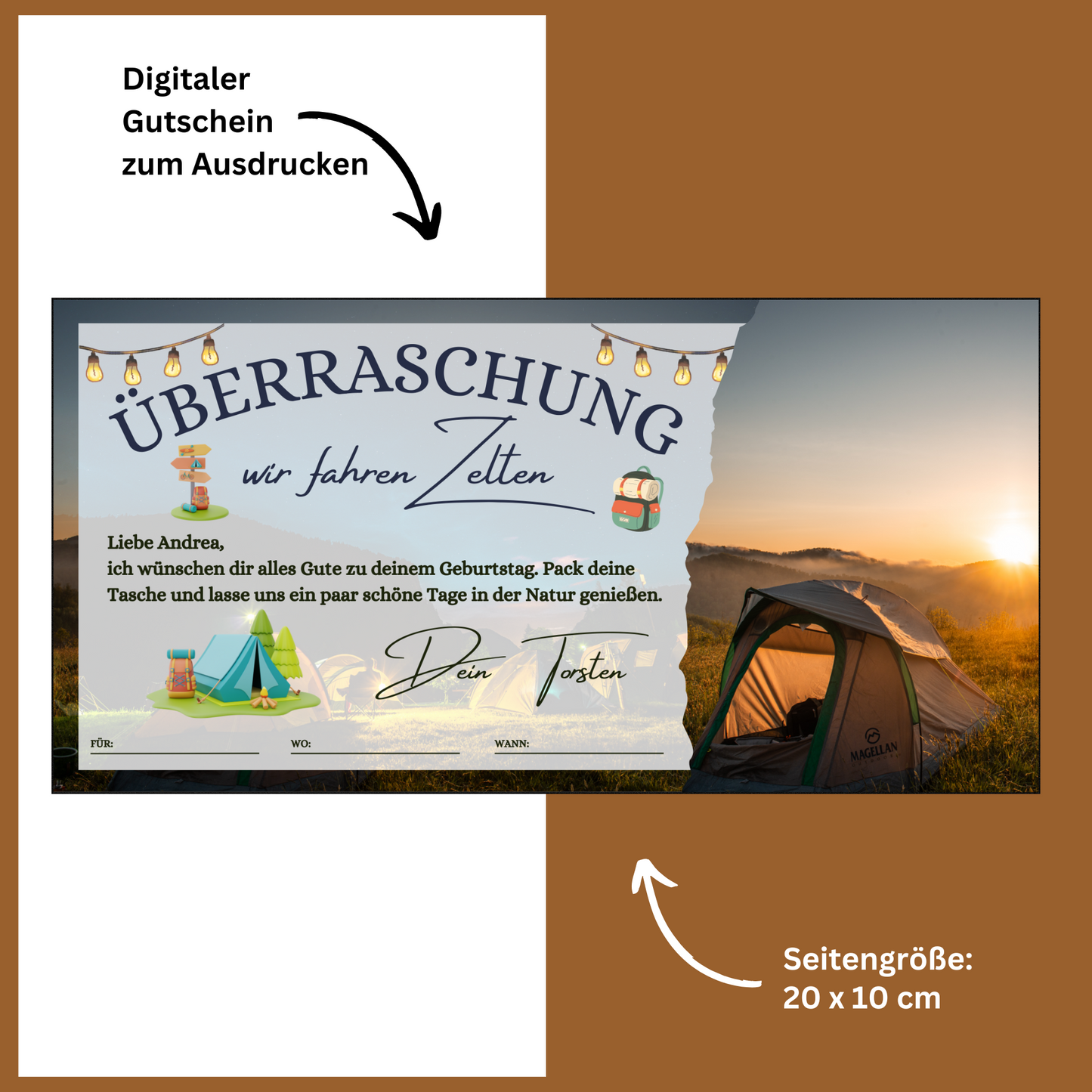 Gutschein - Zelten Campingtrip Erlebnisgutschein
