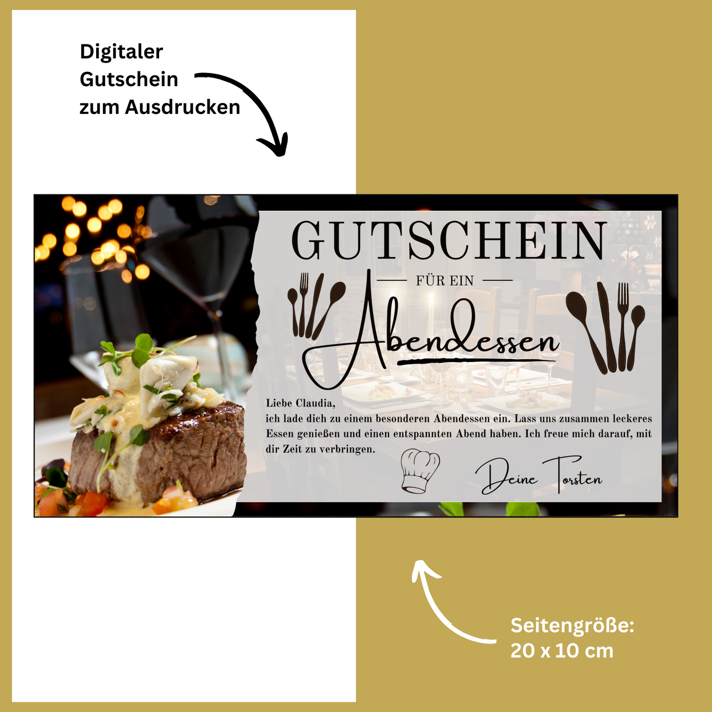 Gutschein - Abendessen Geschenkgutschein Geburtstag