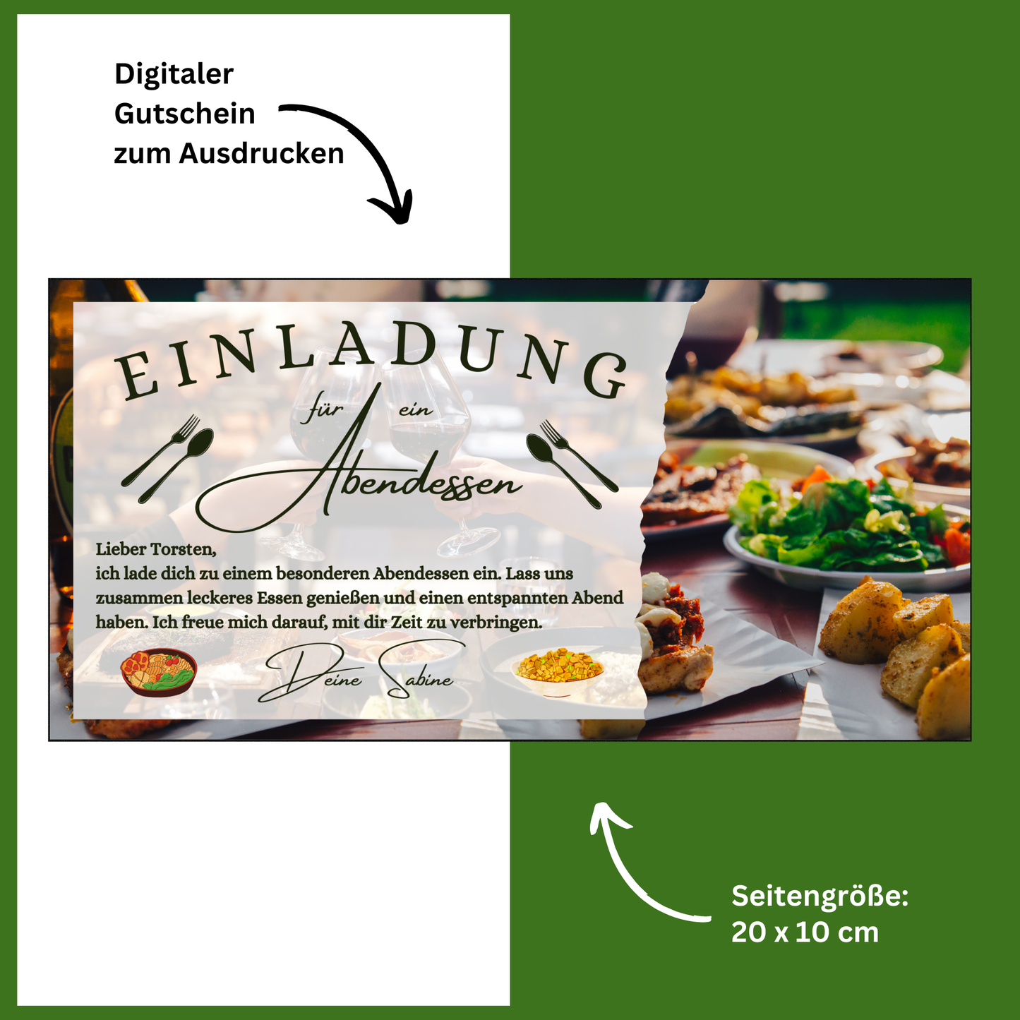 Gutschein - Abendessen Geschenkgutschein Geburtstag