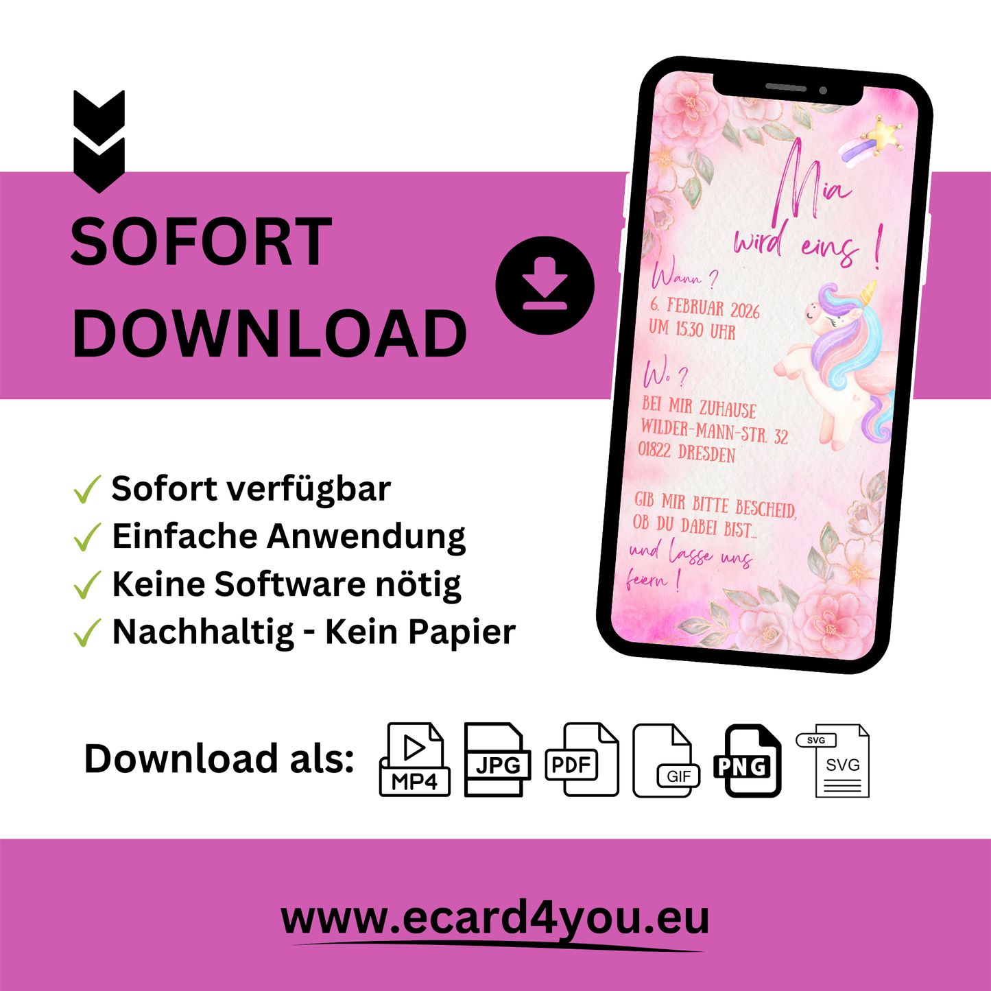 eCARD - Animierte Kindergeburtstags Party Einladungskarte