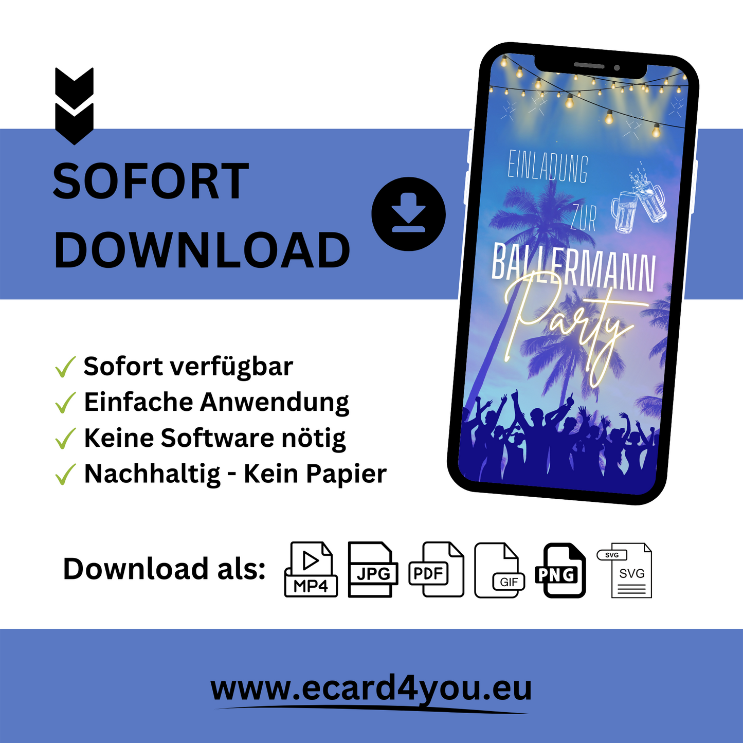 eCARD - Ballermann Party Einladungskarte