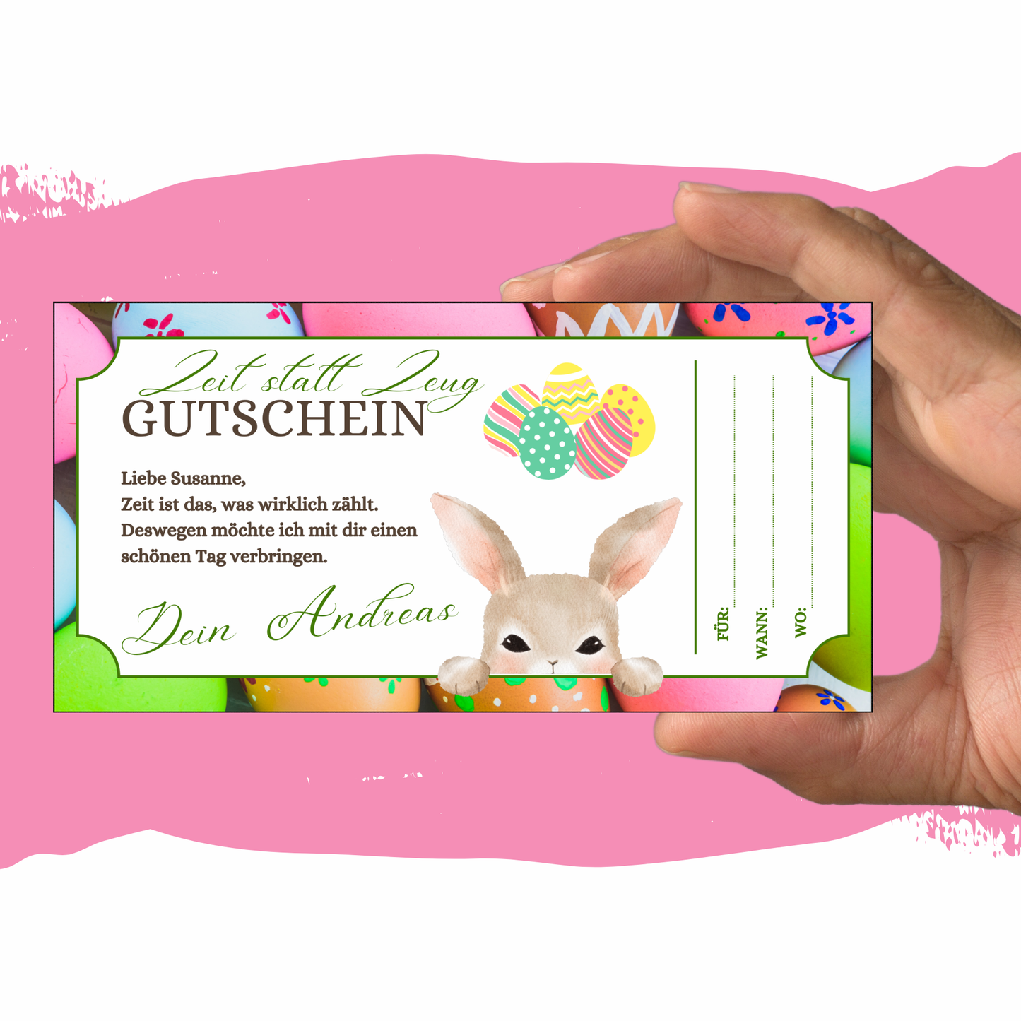 Gutschein - Gemeinsame Zeit statt Zeug als Geschenkidee zu Ostern