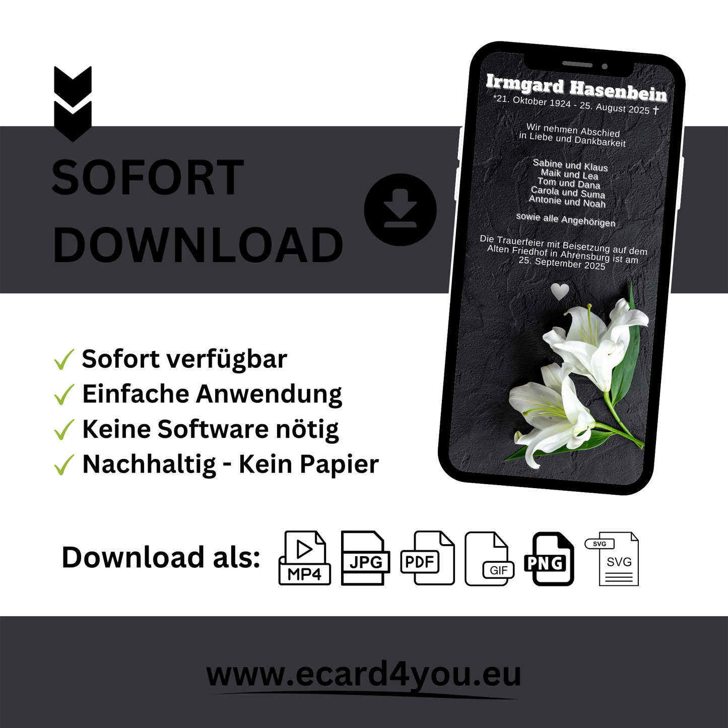 eCARD - Trauerkarte und Beileidsbekundung