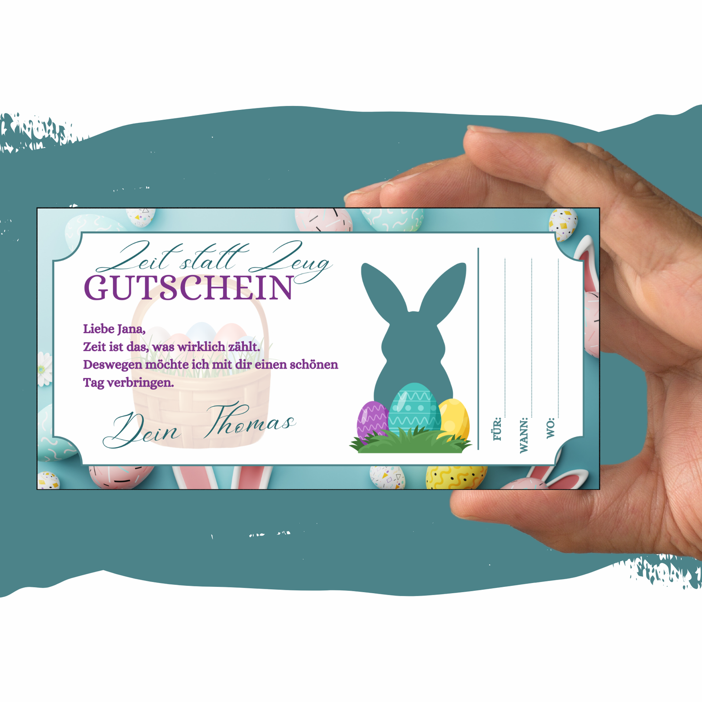 Gutschein - Gemeinsame Zeit statt Zeug als Geschenkidee zu Ostern