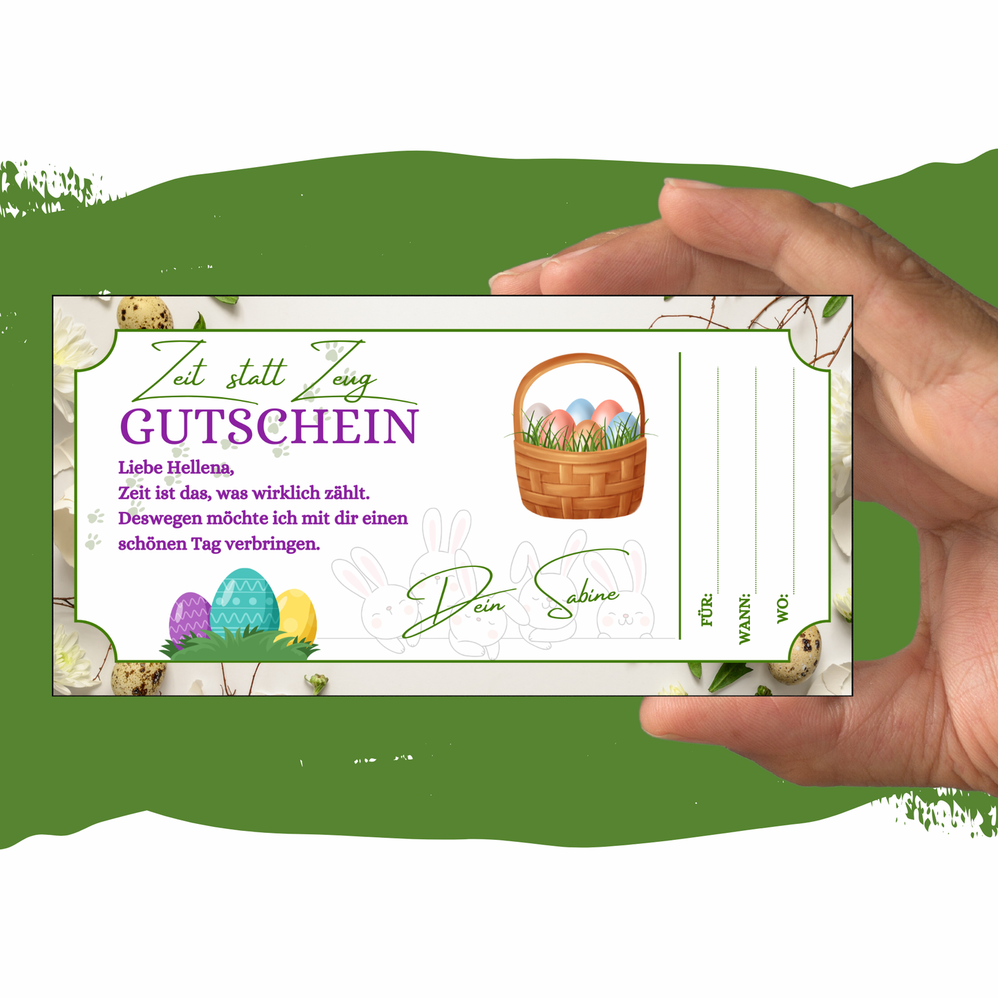 Gutschein - Gemeinsame Zeit statt Zeug als Geschenkidee zu Ostern