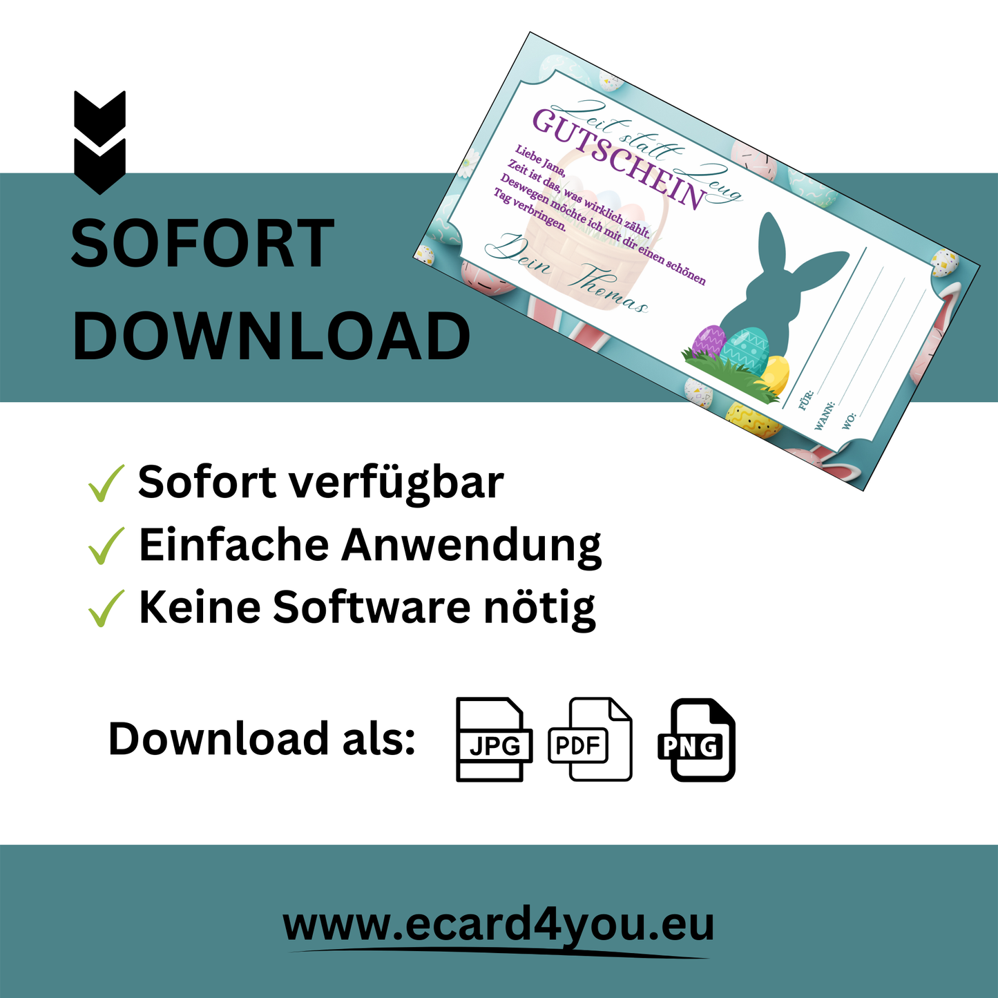Gutschein - Gemeinsame Zeit statt Zeug als Geschenkidee zu Ostern