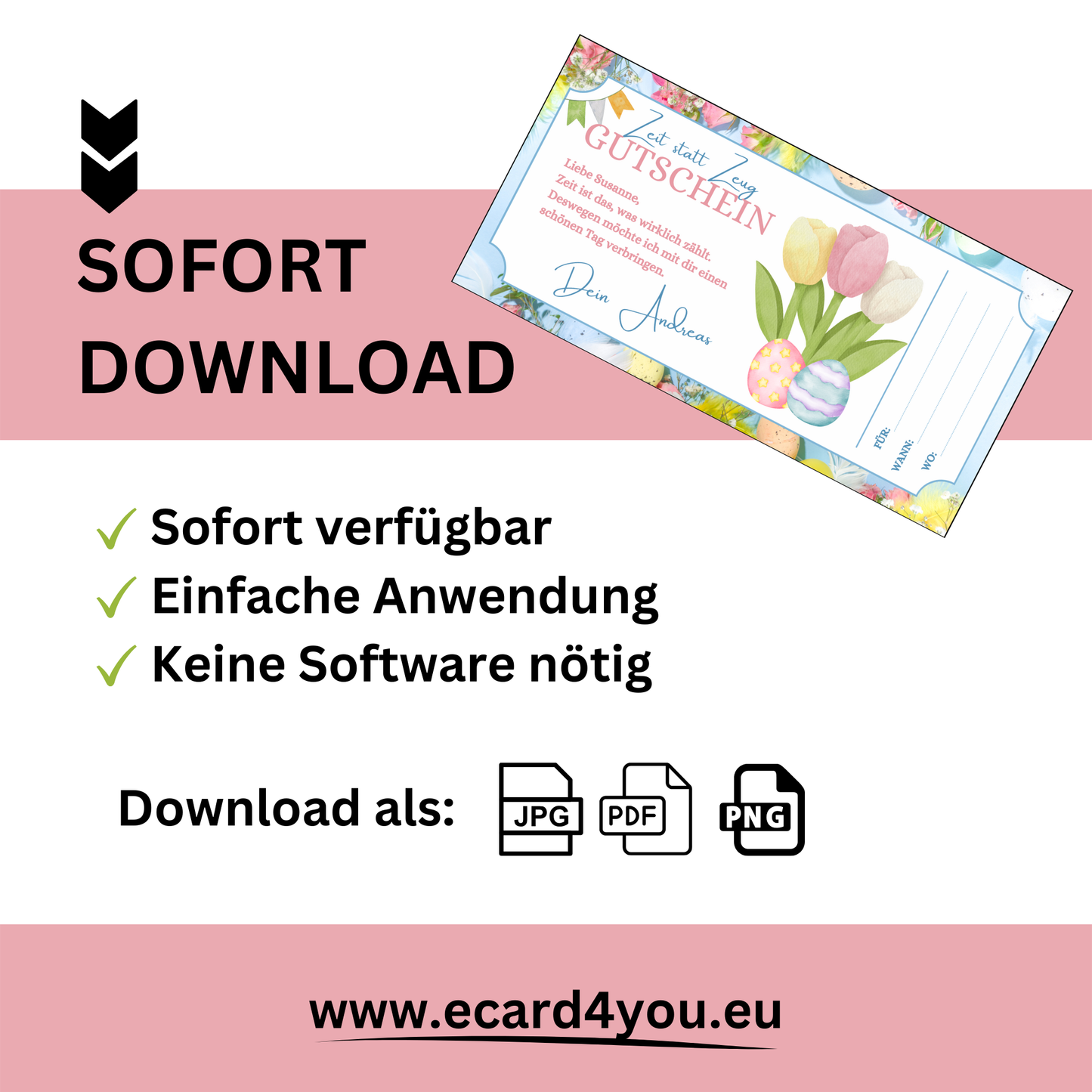Gutschein - Gemeinsame Zeit statt Zeug als Geschenkidee zu Ostern