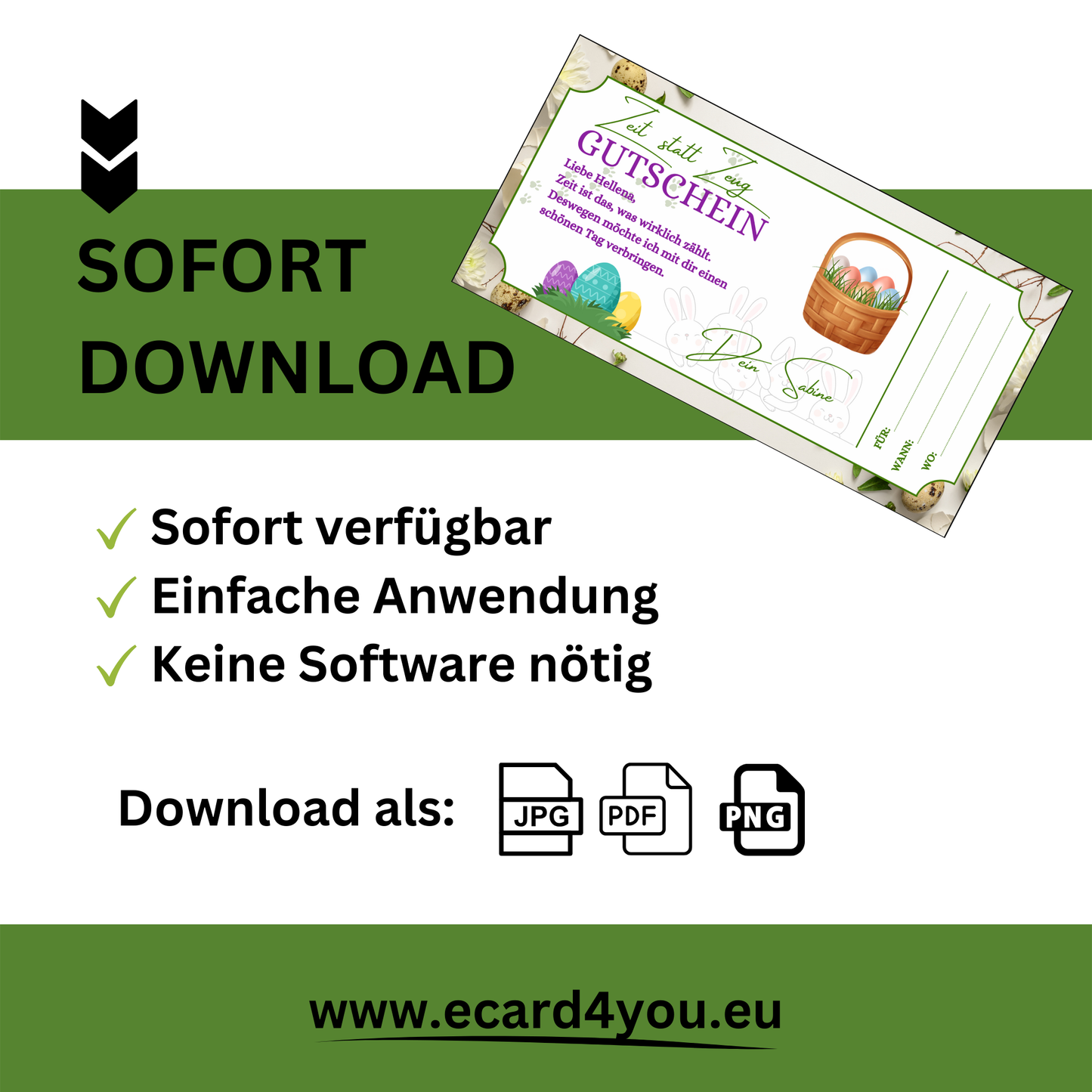 Gutschein - Gemeinsame Zeit statt Zeug als Geschenkidee zu Ostern