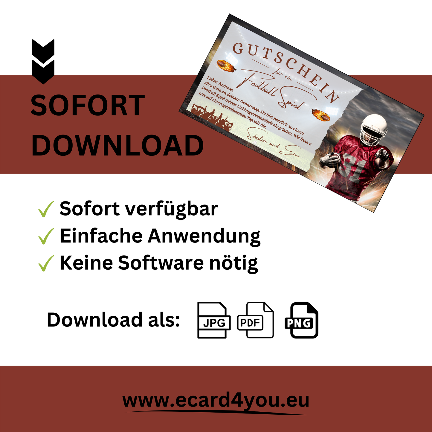 Gutschein - American Football Geschenkgutschein