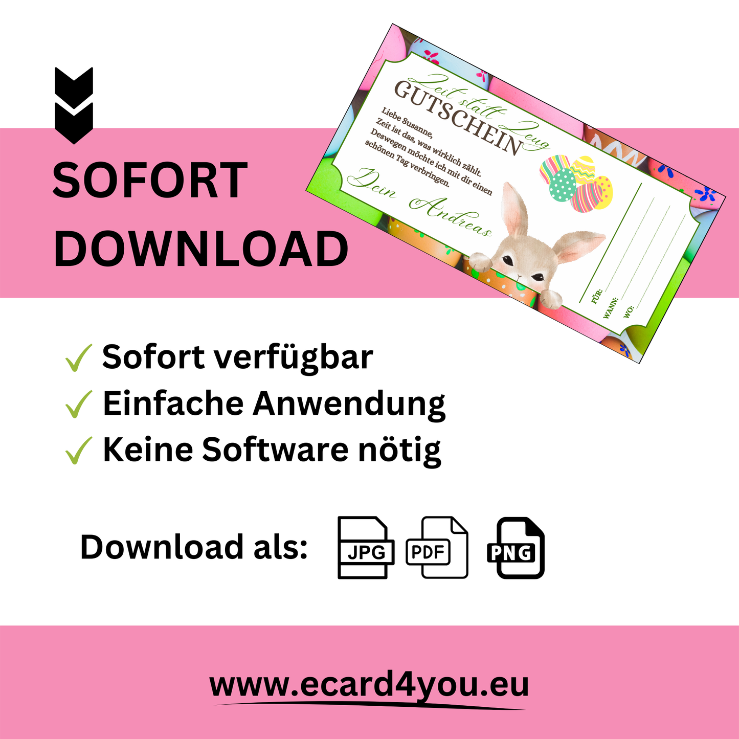 Gutschein - Gemeinsame Zeit statt Zeug als Geschenkidee zu Ostern