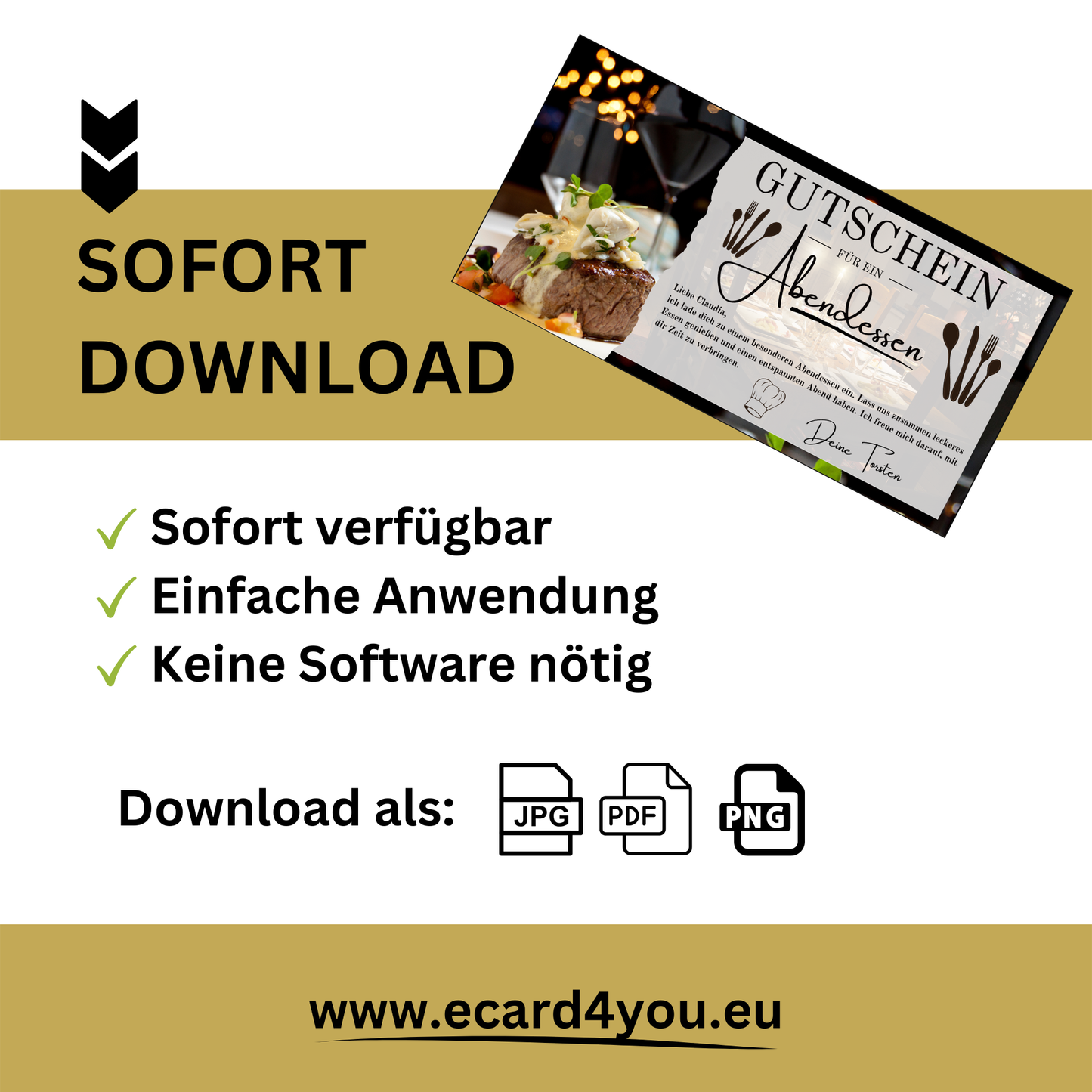 Gutschein - Abendessen Geschenkgutschein Geburtstag