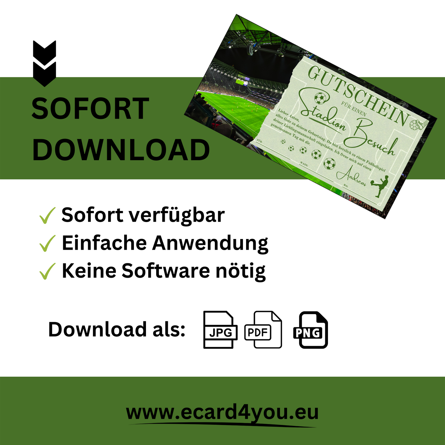 Gutschein - Stadion Besuch Fußballspiel Geschenkgutschein - eCARD4you