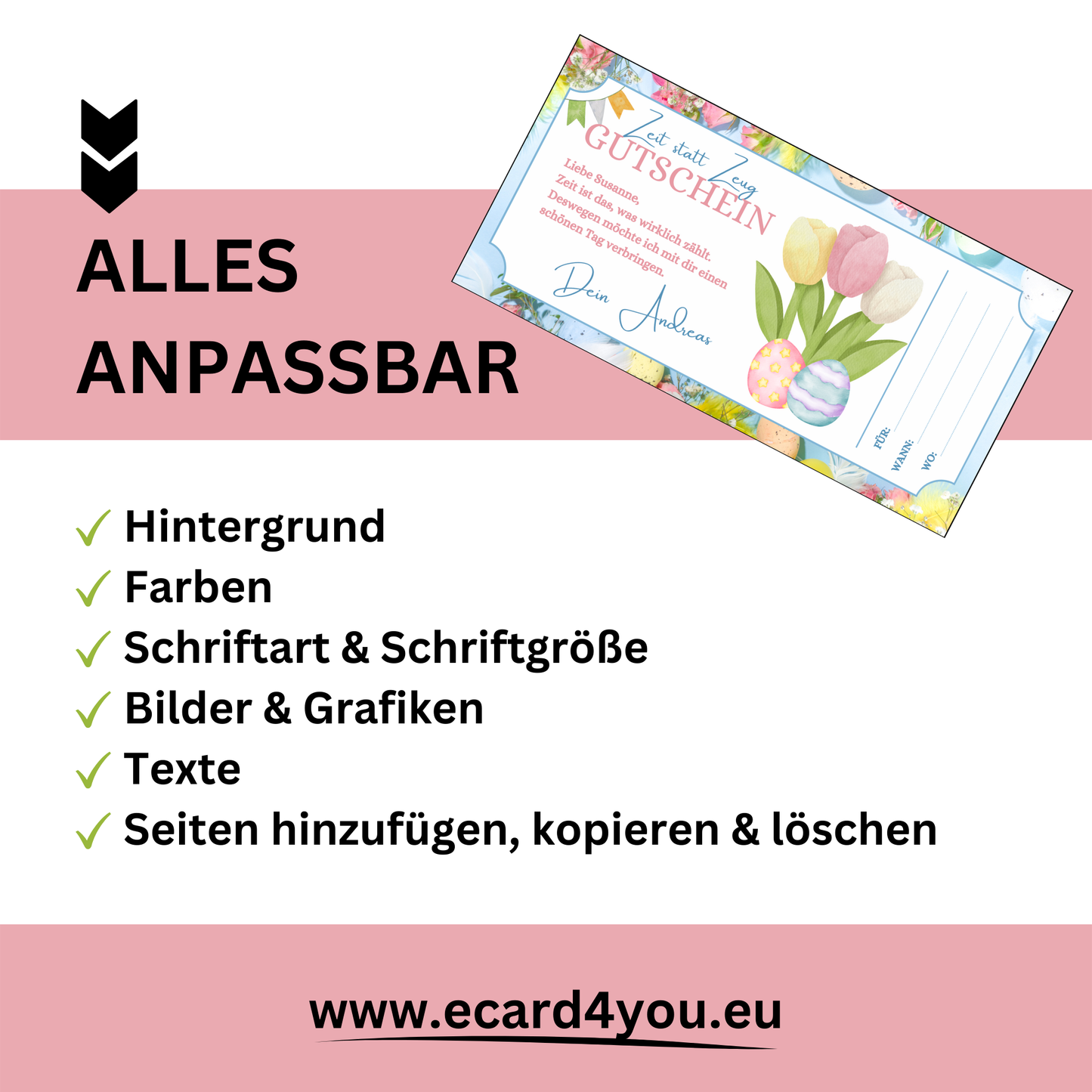 Gutschein - Gemeinsame Zeit statt Zeug als Geschenkidee zu Ostern