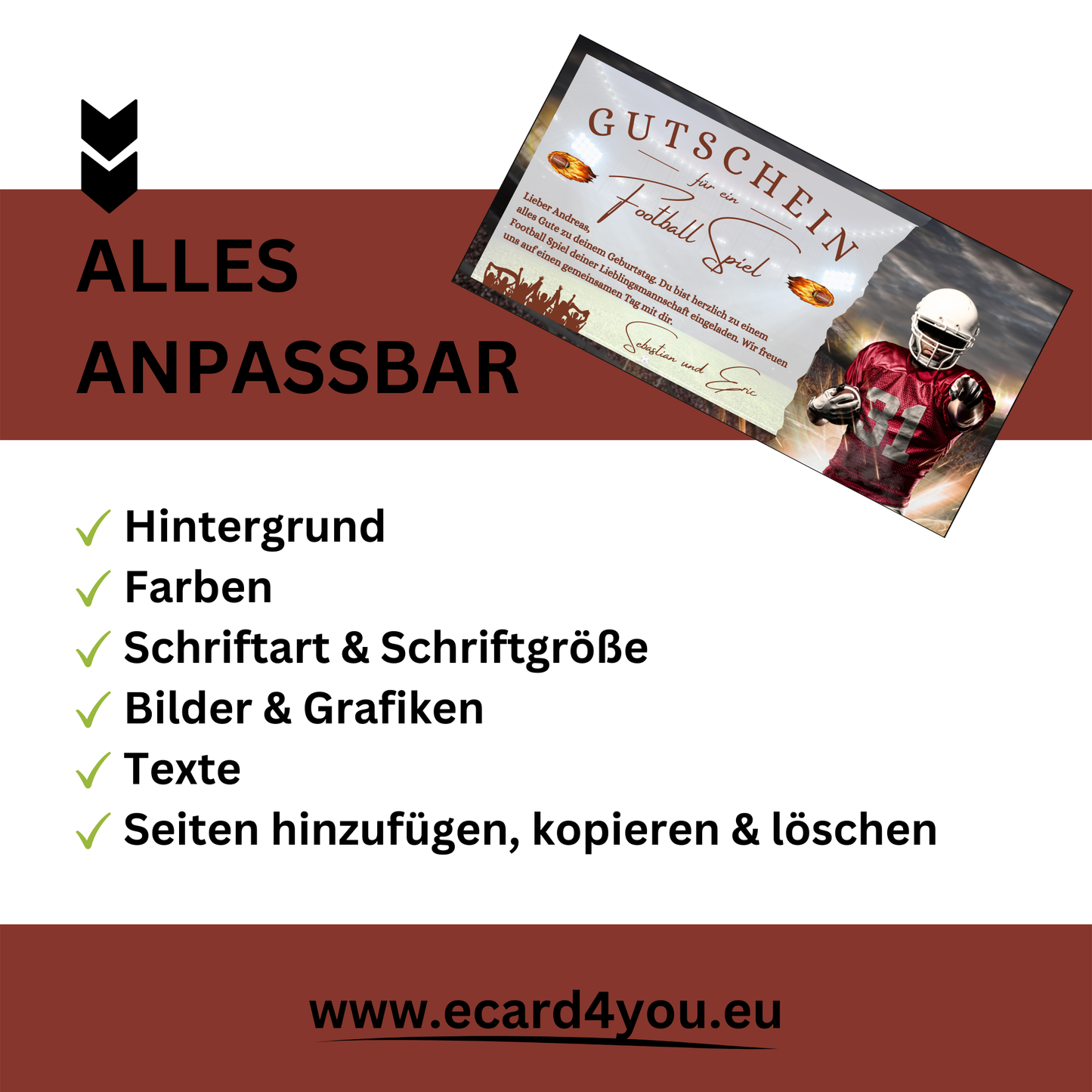 Gutschein - American Football Geschenkgutschein