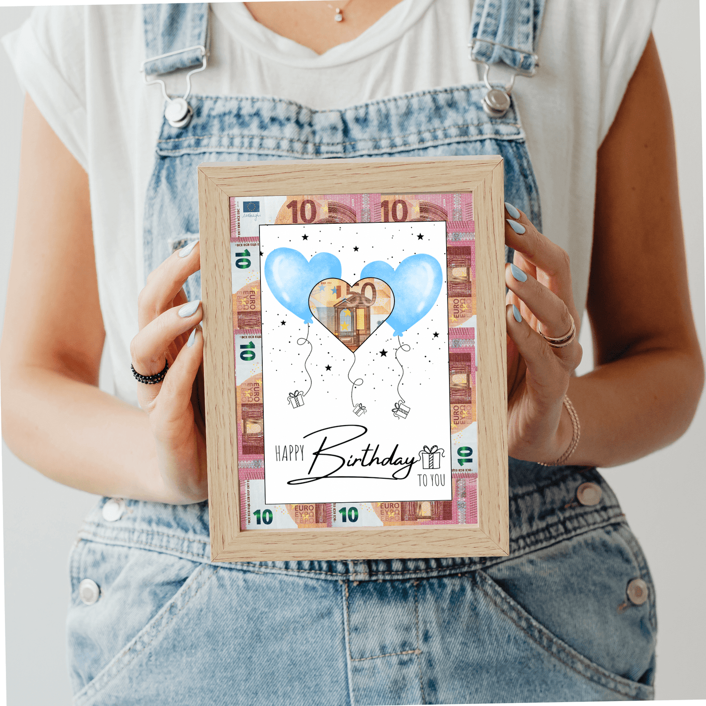 Geldgeschenk - Geschenk für den Geburtstag mit hellblauen Herzen - eCARD4you