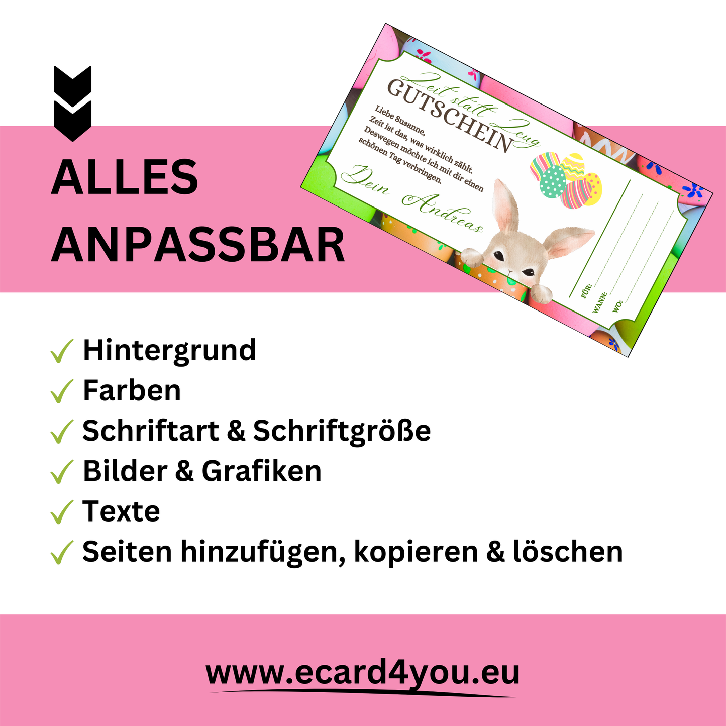Gutschein - Gemeinsame Zeit statt Zeug als Geschenkidee zu Ostern