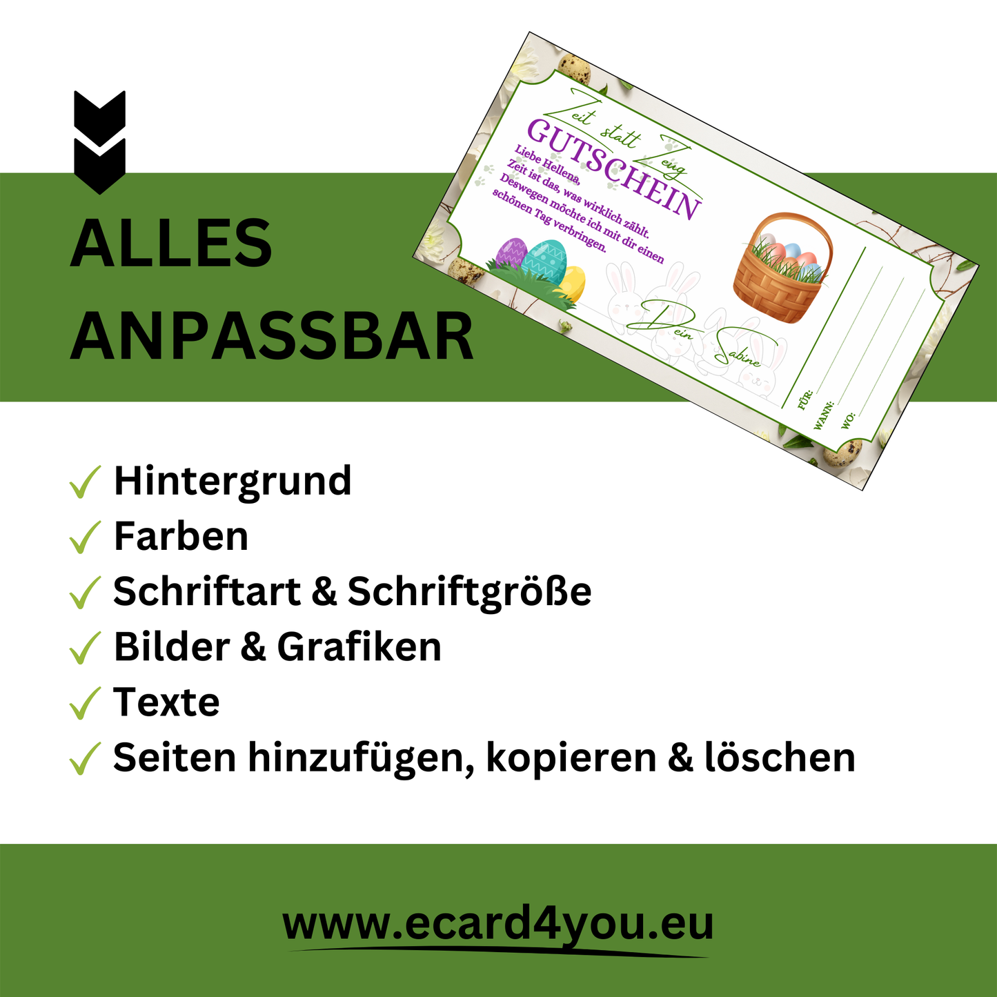 Gutschein - Gemeinsame Zeit statt Zeug als Geschenkidee zu Ostern