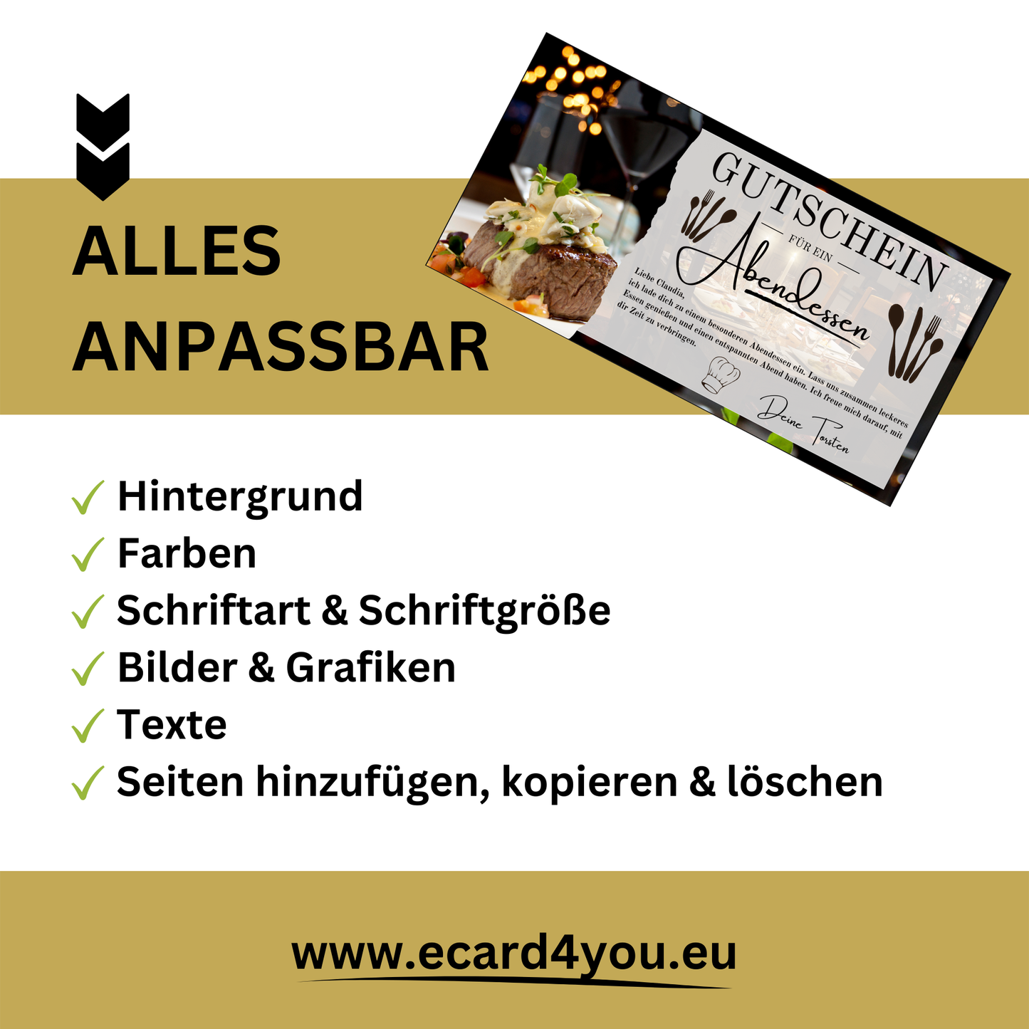 Gutschein - Abendessen Geschenkgutschein Geburtstag