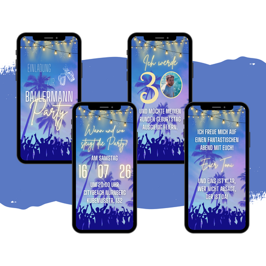 eCARD - Ballermann Party Einladungskarte