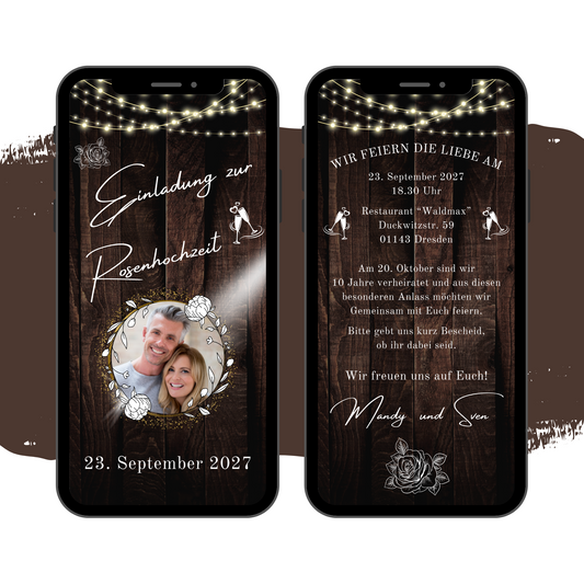 eCARD - Rosenhochzeit Einladungskarte