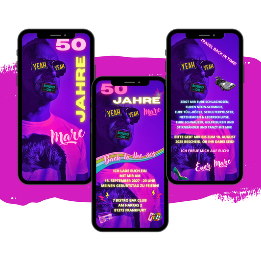 eCARD - 80er Jahre Party Einladungskarte