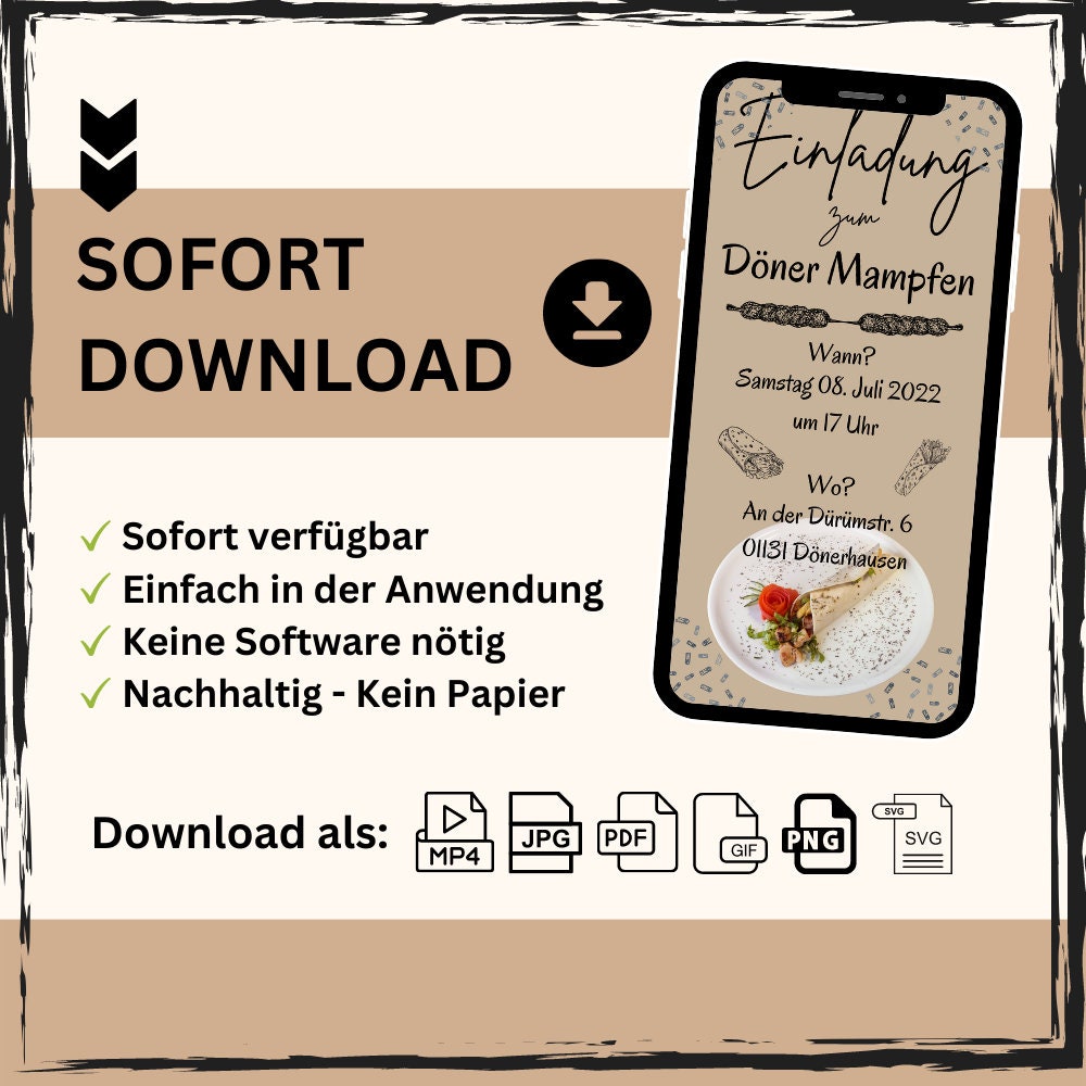 eCARD - Döner Essen Feier Einladungskarte
