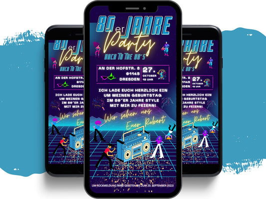 eCARD - 80er Jahre Party Einladungskarte - eCARD4you