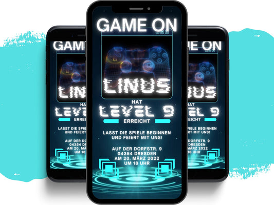 eCARD - Animierte Gaming Party Einladungskarte - eCARD4you