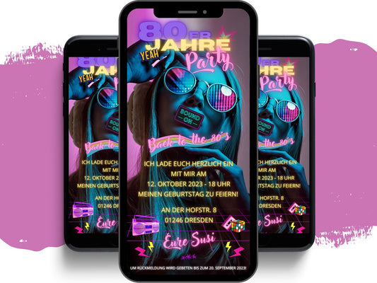 eCARD  - 80er Jahre Party Einladungskarte - eCARD4you
