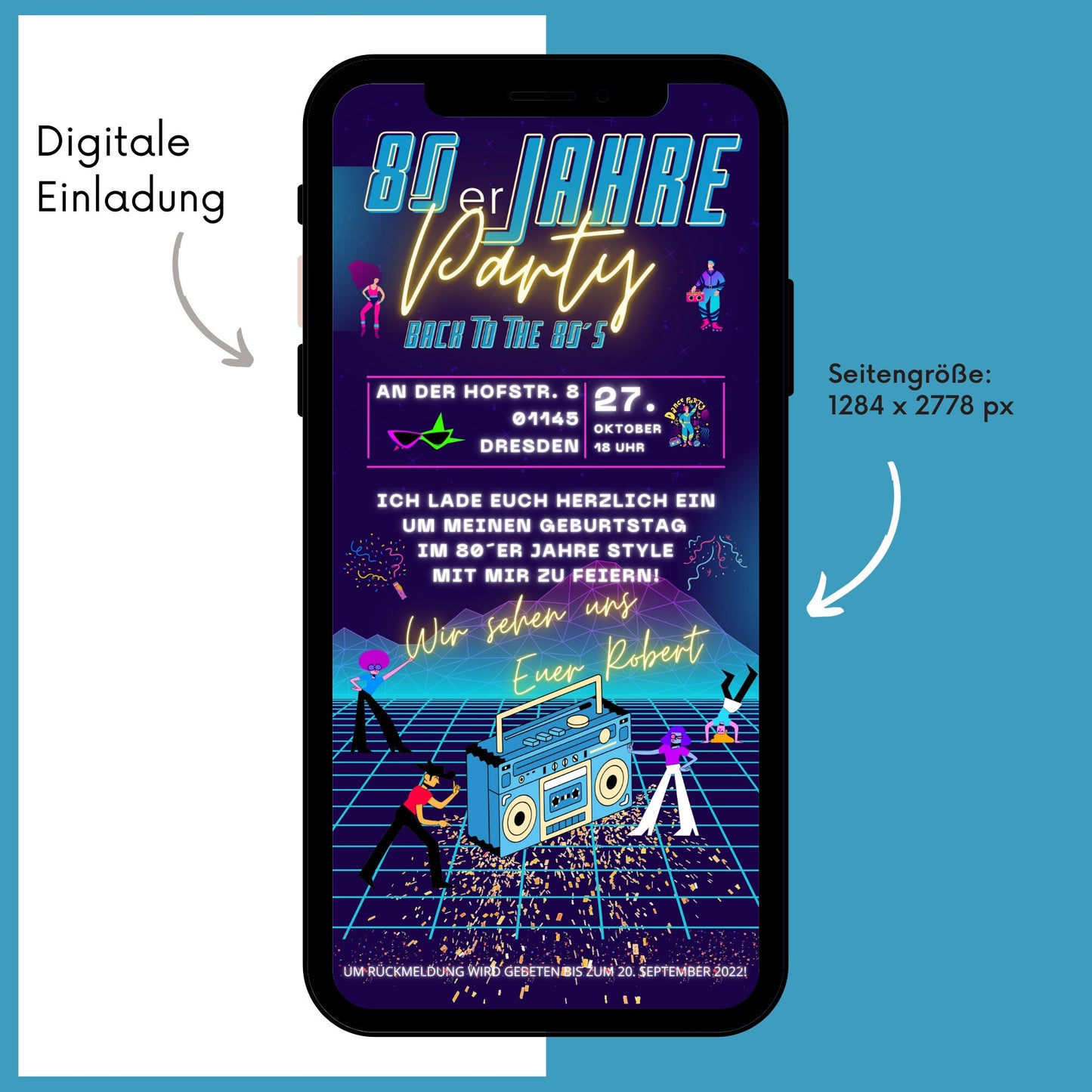 eCARD - 80er Jahre Party Einladungskarte - eCARD4you