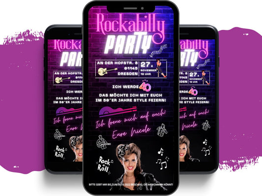 eCARD - 50er Jahre Party Rockabilly Einladungskarte - eCARD4you
